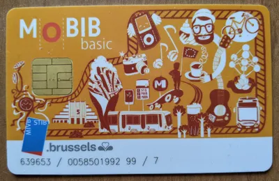 MOBIB Basicカード。無記名で、Brupassの10回券や1日券をこのカードに載せる