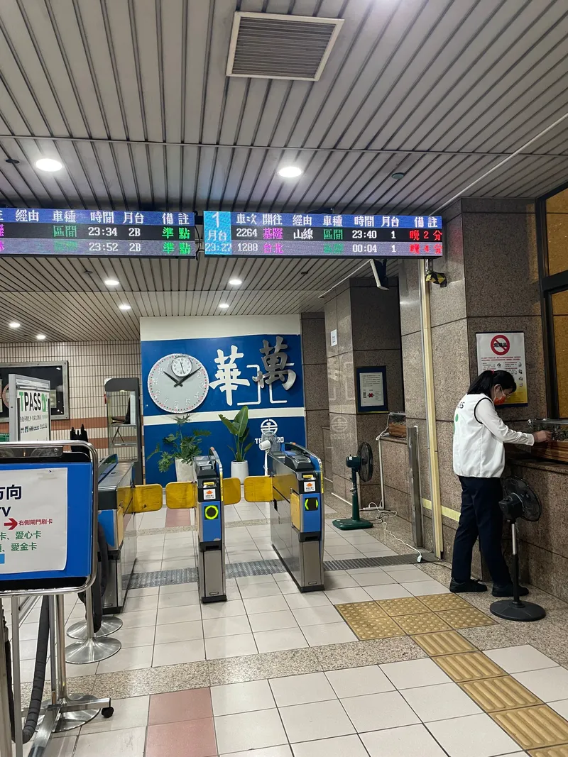臺鐵萬華駅の改札。区間車（各駅停車）なら悠遊カードでそのまま通れる